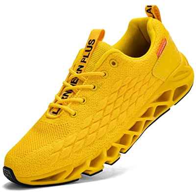LARNMERN PLUS Zapatillas Hombre Mujer Ligero Zapatos para Correr Transpirable Moda Casual Gimnasio Sneakers (3 Amarillo,44 EU)