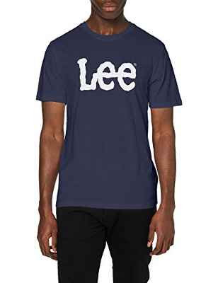 Lee Wobbly Logo tee Camiseta, Azul (Navy Drop EE), Large para Hombre