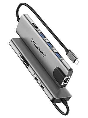 Lemorele Hub USB C con Ethernet RJ45 de 1000M -10 en 1, Adaptador USB C Hub con HDMI 4K, 3 USB 3.0,PD 100W, SD/TF, Transferir Dato USB-C Adaptador MacBook Air/Pro M1,iPad M1,Windows,Switch, Chromecast