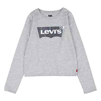 Levi'S Kids Lvg Ls Batwing Top, Ls Tee para Niñas, Gris (Gris Claro Jaspeado), 4 años