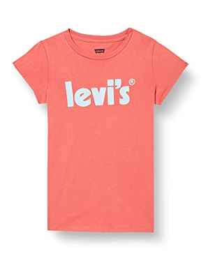 Levi'S Kids Lvg Basic Tee Shirt W/ Poster, Camiseta S/S para Niñas, Rojo (Mineral Rojo), 5 años