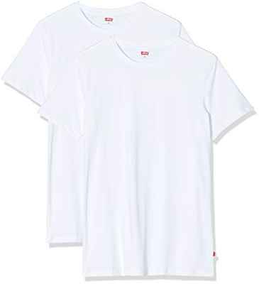 Levi's Levis Men Solid Crew 2P Camiseta, Blanco (White 300), Medium (Pack de 2) para Hombre