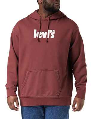 Levi's Relaxed Graphic Hoodie Hombre Poster Port (Rojo) M -