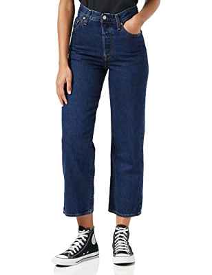 Levi's Ribcage Straight Ankle NOE Mineral Jeans, Dark Indigo-Flat Finish, 26W / 27L para Mujer