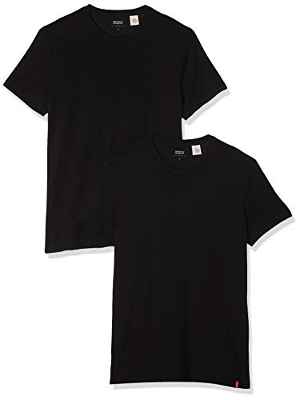 Levi's Slim 2pk Crewneck 1 Camiseta, Negro (Two-Pack tee Black + Black 0001), XX-Large para Hombre