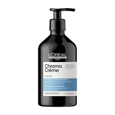 L’Oréal Professionnel | Champú neutralizante de tonos anaranjados, Para cabellos castaños, Textura cremosa con pigmentos azules, Chroma Crème, SERIE EXPERT, 300 ml