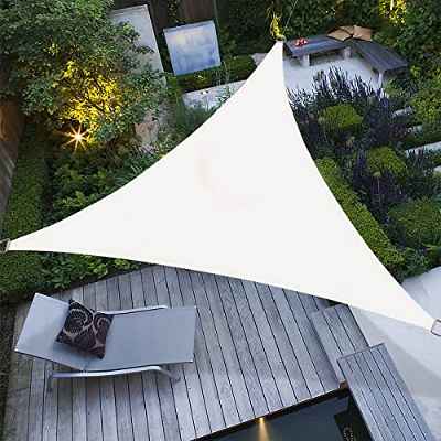 LOVE STORY Toldo Vela de Sombra 3.6x3.6x3.6m Triangular Toldos Exterior Terraza Transpirable Prevención UV para Patio Jardín balcón, Crema
