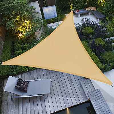 LOVE STORY Toldo Vela de Sombra 3.6x3.6x3.6m Triangular Toldos Exterior Terraza Transpirable Prevención UV para Patio Jardín balcón, Arena