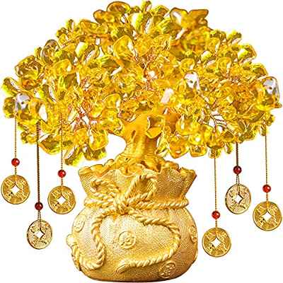 LQKYWNA Decoraciones De Estilo Chino, Feng Shui Crystal Bonsai Cornucopia árbol De La Suerte Creativo para La Prosperidad De La Buena Suerte - Decoración para El Hogar Y La Oficina Regalo Espiritual
