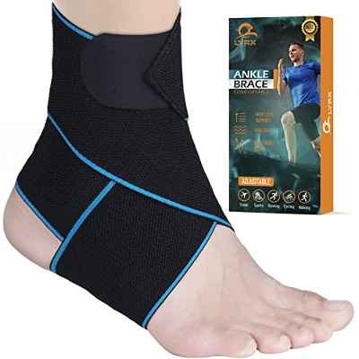 LYRX Tobillera Estabilizadora para Hombres y Mujeres con Correas de Velcro Ajustables Tobillera para Correr Tobillera Compresion Ankle Support Estabilizador de Tobillo Tobillera Deportiva (1, Blue)