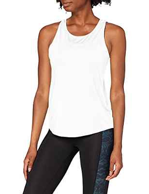 Marca Amazon - AURIQUE Camiseta de Deporte de Tirantes de Doble Capa Mujer, Blanco (White), 38, Label:S