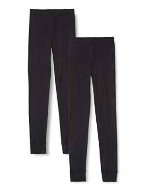 Marca Amazon - IRIS & LILLY Leggins Interiores Mujer, Pack de 2, Negro (Black), XS, Label: XS