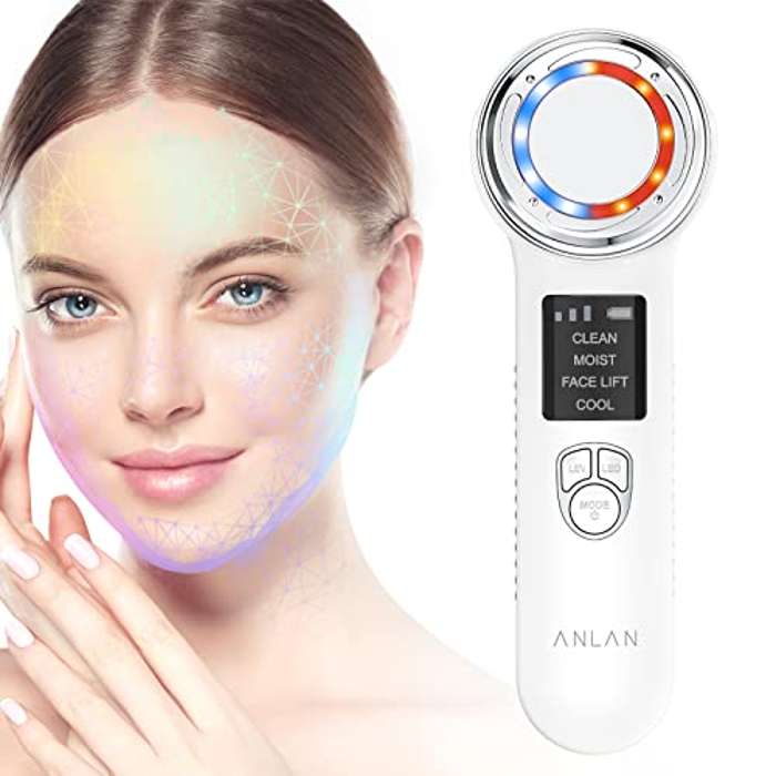 Masajeador Facial Multifuncional con Frío Calor Fototerapia Roja y Azul