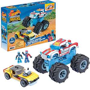 Mega Construx Monster Trucks Pack 2 coches de juguete de bloques de construcción, incluye 2 figuras, para niños +5 años, 249 piezas