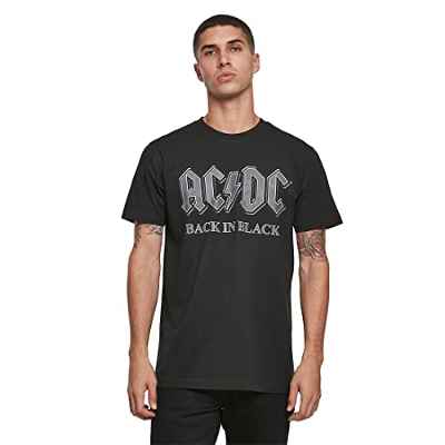 MERCHCODE ACDC Back In tee Camiseta, Negro (Black 00007), X-Large para Hombre