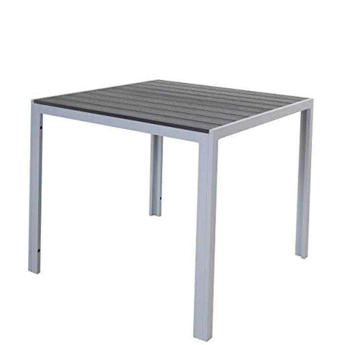 Mesa de aluminio con superficie de Polywood, 90 x 90 x 75 cm