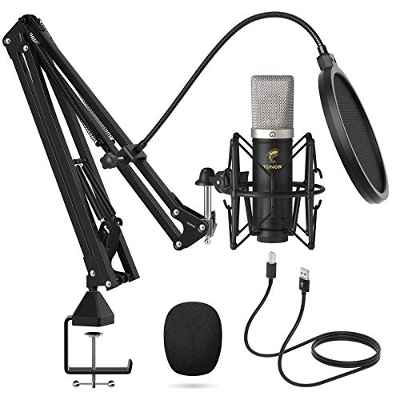 Micrófono de Condensador, TONOR USB Cardioide Micro con ¡Ratio de Muestreo 192 kHz/24 Bit Streaming, Grabación, Gaming, Podcasts, Voz, YouTube