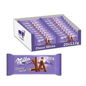 Milka Choco Sticks Palitos de Galleta Cubiertos de Chocolate con Leche de los Alpes 112g - Pack de 20