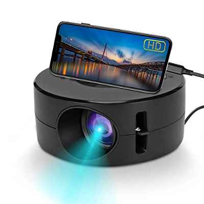 Mini proyector LED, proyector de películas portátil para niños de regalo, proyector inteligente de la misma pantalla para Smartphone Tablet, con interfaces USB y mando a distancia