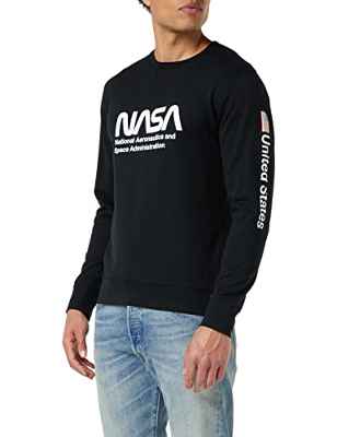 Mister Tee NASA Us Crewneck suéter, Negro (Black 00007), Large para Hombre
