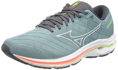 Mizuno Wave Inspire 18, Zapatillas de Running Hombre, Smoke Blue/White/NeonFlame, 41 EU