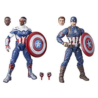 MMarvel Legends Series - Captain America: Steve Rogers y Captain America: Sam Wilson - Figuras, 7 Accesorios