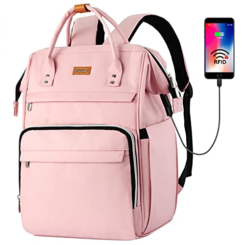 Mochila rosa con USB y bolsillo RFID
