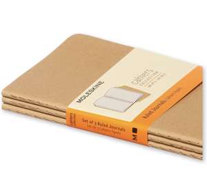 Moleskine - Set de 3 Cuadernos, Cahier Journal Cuaderno de Notas, Tapa de Cartón y Cosido de Algodón Visible, Color Marròn Kraft