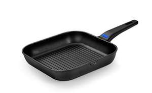 Monix Solid+ - Grill con rayas cuadrado 28 cm de aluminio fundido con antiadherente Teflon Classic