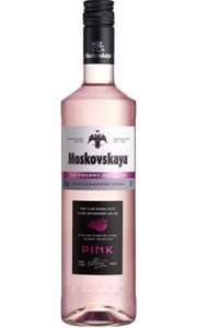 Moskovskaya Pink Vodka - Botella de vidrio de 70cl - 38% Vol. - Sabor a frambuesa y lima - Licor destilado con ingredientes naturales