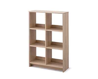 Movian, Librería cubo / Estante abierto de madera / Mueble con 6 estantes / Estante abierto de madera, Modular, Diseño, Oficina, Casa biblioteca - Wood Open Shelf - WOS-6 - Marrón claro