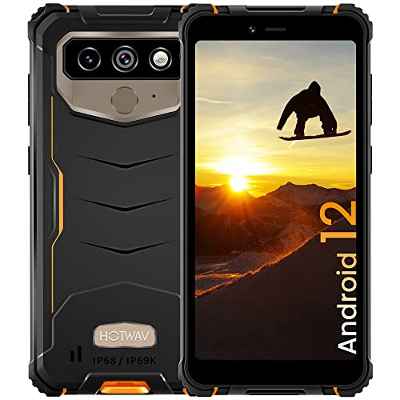 Móvil Resistente HOTWAV T5 Pro Teléfono Moviles Indestructible Android 12, 6''HD 7500mAh Movil Rugerizado IP68IP69K 4GB+32GB 1TB Expandible 13MP 4G Doble SIM Smartphone Indestructible (Naranja)