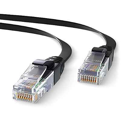 Mr. Tronic 30m Cable de Red Ethernet Plano | CAT6, CCA, UTP | Conectores RJ45 | LAN Gigabit de Alta Velocidad | Conexión a Internet | Ideal para PC, Router, Modem, Switch, TV (30 Metros, Negro)