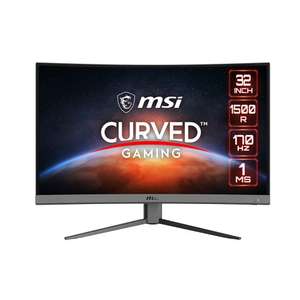 MSI G32C4 E2, Monitor Gaming Curvo 31.5" 170 Hz, 1500R, 1920 x 1080 (FHD), 1 ms de Respuesta, 16:9, 250 nits, FreeSync Premium, Negro