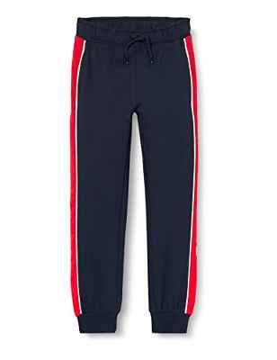 NAME IT Nkfliva Sweat Pant BRU-Pantalón para Mujer chándal, Zafiro Oscuro/Detalles: Panel carmesí, 134 cm para Niñas