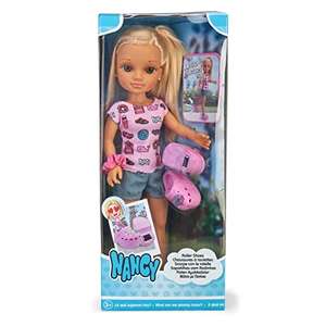 Nancy - Roller Shoes, muñeca Rubia con Zapatillas de Ruedas, como si fueran Patines para Dar un Paseo por la Ciudad