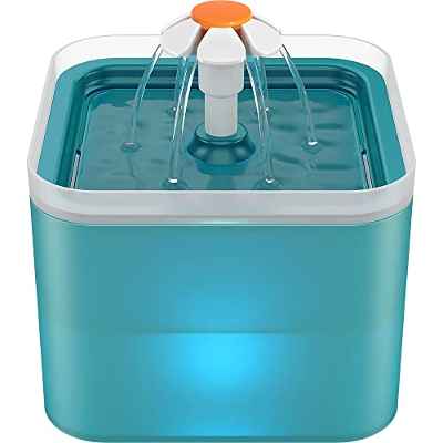 NICREW Fuente para Gatos 2L Silenciosa, Bebedero Gatos con 3 Tipos de Flujo, Fuente Gatos con Triples Filtraciones, Fuente de Agua para Gatos (Ciano)