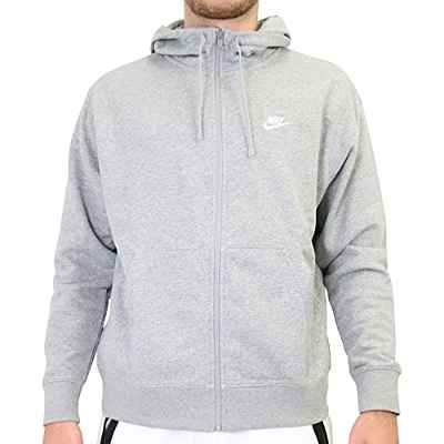 NIKE Club Hoodie Ft Sudadera con Capucha y Cremallera Completa, Hombre, Gris (Dk Grey Heather/Matte Silver/White), M