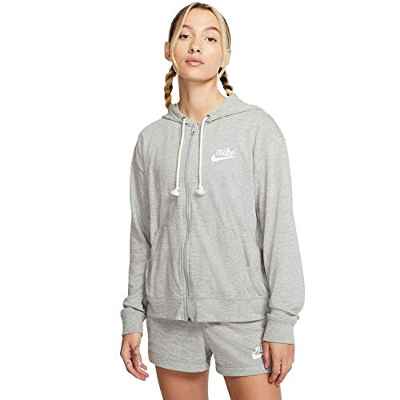 NIKE W NSW Gym VNTG Hoodie FZ Sudadera, Mujer, dk Grey Heather/(Sail), XL