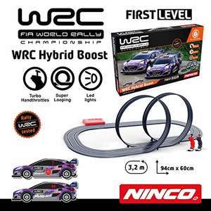 Ninco - WRC Hybrid Boost, Circuito de Slot a Escala, Incluye Dos vehículos Ford Puma híbridos del Campeonato del Mundo de WRC 2022