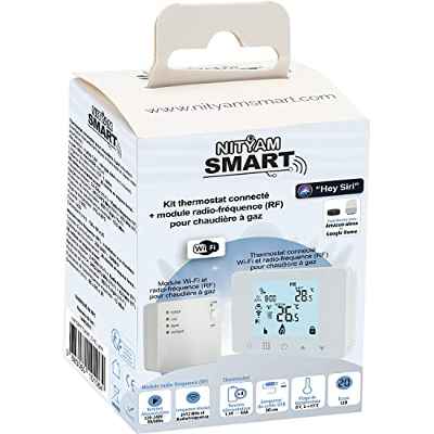 Nityam Smart Termostato Conectado para Caldera de Gas, Kit de termostato Conectado + Pasarela de radiofrecuencia (RF), Pantalla LCD Inteligente Controlador de Temperatura Ambiente programable
