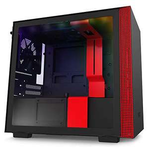 NZXT H210i, Mini-ITX PC Gaming Case, Front I/O USB Type-C Port,Tempered Glass Side Panel Cable Management,Integrated RGB Lighting, Black/Red