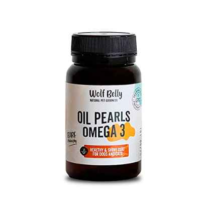 Omega 3 de Aceite de Pescado - Alimento complementario para Perros y Gatos - Antiinflamatorio - Brillo Extra a su Pelaje - 60 cápsulas - Wolf Belly