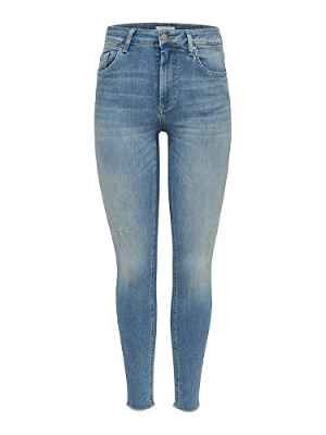 Only NOS ONLBLUSH Life Mid SK AK Raw REA1467 Noos Vaqueros Skinny, Mezclilla De Color Azul Claro, M para Mujer