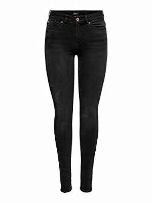 Only ONLANNE K Life Mid Skinny AGI 442 Noos Vaqueros, Negro, XL/32 para Mujer