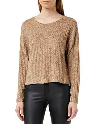 Only Onlbessy L/S Loose Top Jrs Noos Camiseta de Manga Larga, Camel/Detalle: Melange, L para Mujer