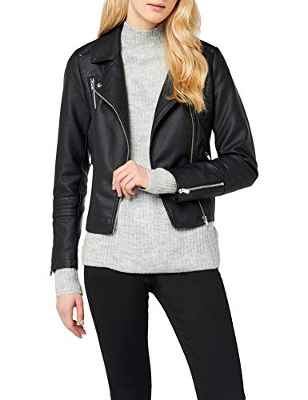 Only Onlgemma Faux Leather Biker Otw Noos Chaqueta, Negro (Black Black), Small (Talla del Fabricante: 36) para Mujer