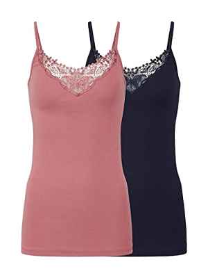 Only Onlkira Lace Singlet 2 Pack Noos Camiseta sin Mangas, Azul (Night Sky Pack: Night Sky/Withered Rose), Small 2 para Mujer