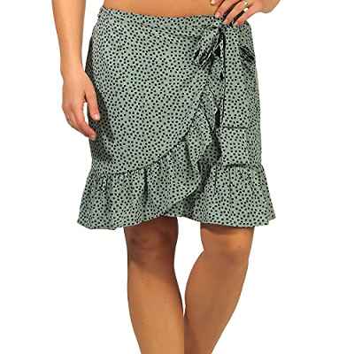 Only ONLOLIVIA Wrap Skirt WVN Noos Falda, Verde Chino/AOP: Foco Negro, M para Mujer