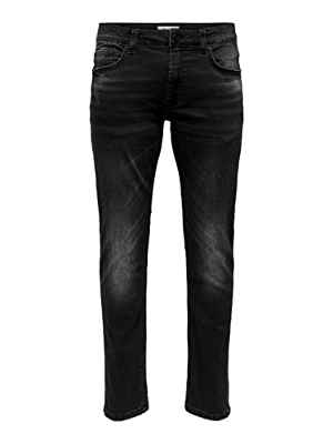 Only & Sons Onsweft Life Reg PK 2377 Jeans, Black Denim, 30W x 32L para Hombre